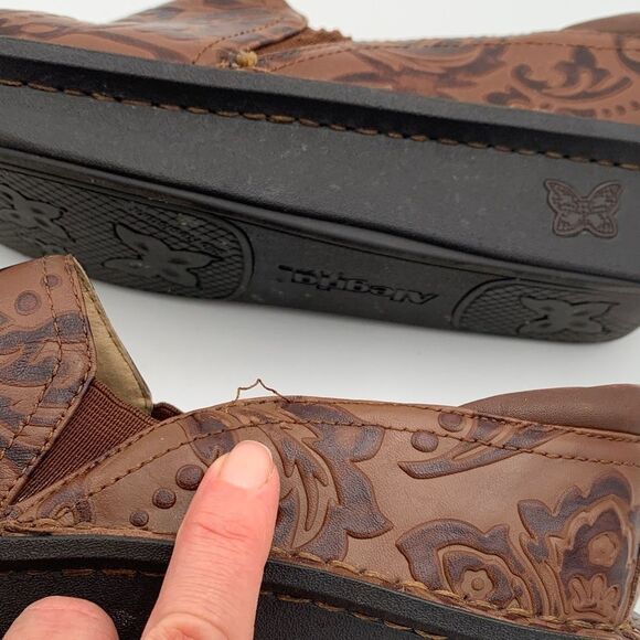 Alegria Brown Floral stamped leather Slip-On Shoes nurse teacher comfort shoe 38 - Picture 12 of 14